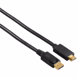 Hama 1.8m, DisplayPort/HDMI, 1,8 m, DisplayPort, HDMI, Mâle, Mâle, Or