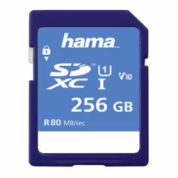 Hama 00123997, 256 Go, SDXC, Classe 10, UHS-I, 80 Mo/s, Bleu