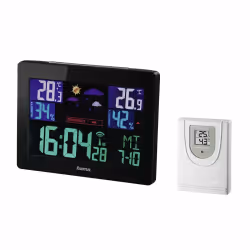 Hama Color EWS-1400, Noir, Hygromètre d'intérieur, Thermomètre d'intérieur, Hygromètre extérieur, Thermomètre d'extérieur, Ba ...