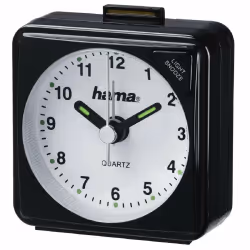 Hama A50, Réveil à quartz, Noir, Plastique, Analogique, Blanc, AA Mignon
