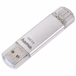 Hama C-Laeta, 128 Go, USB Type-A / USB Type-C, 3.2 Gen 1 (3.1 Gen 1), 70 Mo/s, Casquette, Argent