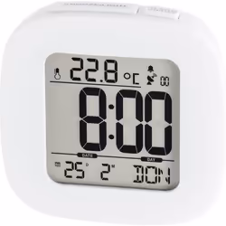 Hama RC 45, Réveil numérique, Blanc, LCD, Bleu, Batterie, AAA
