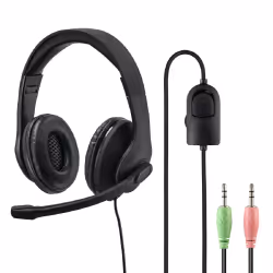Hama HS-P200, Avec fil, Bureau/Centre d'appels, 20 - 20000 Hz, Casque, Noir