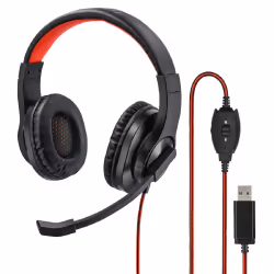 Hama HS-USB400, Avec fil, Jouer, 20 - 20000 Hz, Casque, Noir, Rouge