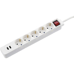 Hama 00137350 multiprise 1,4 m 5 sortie(s) CA Intérieure Blanc