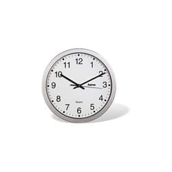 Hama CWA100 Horloge murale à quartz Cercle Argent, Blanc