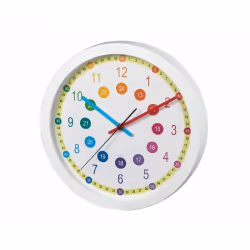 Hama Easy Learning, Horloge murale à quartz, Cercle, Multicolore, Blanc, Plastique, Verre, Classique