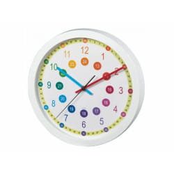 Hama Easy Learning Horloge murale à quartz Cercle Multicolore, Blanc
