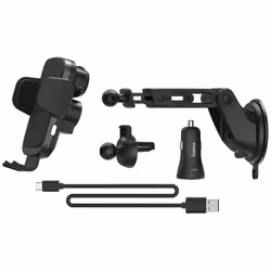 Hama FC10 Motion, Auto, USB, Recharge sans fil, Noir, Métallique