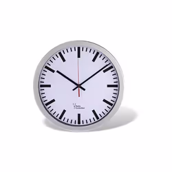 Hama Station, Mur, Horloge à quartz, Cercle, Argent, Blanc, Plastique, Verre