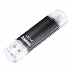 Hama Laeta Twin, 128 Go, USB Type-A / Micro-USB, 3.2 Gen 1 (3.1 Gen 1), 40 Mo/s, Casquette, Noir