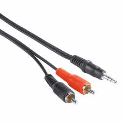 Hama 00205107, 3,5mm, Mâle, 2 x RCA, Mâle, 5 m, Noir, Rouge