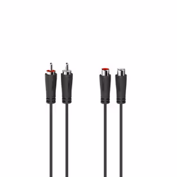 Hama 00205259, 2 x RCA, Mâle, 2 x RCA, Femelle, 1,5 m, Noir