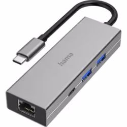 Hama 00200108, USB 3.2 Gen 1 (3.1 Gen 1) Type-C, 100 W, 10,100,1000 Mbit/s, Gris, 4K Ultra HD, RJ-45, USB 3.2 Gen 1 (3.1 Gen ...