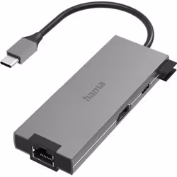 Hama 00200109, USB 3.2 Gen 1 (3.1 Gen 1) Type-C, 100 W, 10,100,1000 Mbit/s, Gris, 4K Ultra HD, HDMI, RJ-45, USB 3.2 Gen 1 (3. ...
