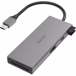 Hama 00200110, USB 3.2 Gen 1 (3.1 Gen 1) Type-C, 100 W, Gris, MicroSD (TransFlash), MicroSDHC, MicroSDXC, SD, SDHC, SDXC, 4K ...