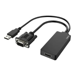 Hama 00200342 câble vidéo et adaptateur 0,15 m USB Type-A + VGA (D-Sub) HDMI Noir