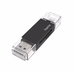 Hama 00200130, MicroSD (TransFlash), SD, Noir, 480 Mbit/s, Windows 10/8/7 Mac OS 10.x Android 4.0, USB/Micro-USB, 19,1 mm
