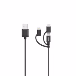 Hama 00200617, 0,75 m, USB A, USB C.Micro USB A/Lightning, USB 2.0, 480 Mbit/s, Noir