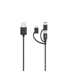 Hama 00200617 câble USB 0,75 m USB 2.0 USB A USB C.Micro USB A/Lightning Noir