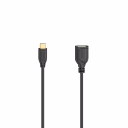 Hama Flexi-Slim, 0,15 m, USB C, USB A, USB 2.0, 480 Mbit/s, Noir