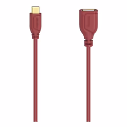 Hama Flexi-Slim, 0,15 m, USB C, USB A, USB 2.0, 480 Mbit/s, Rouge