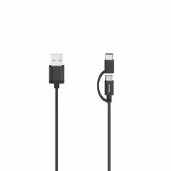 Hama 00200616, 0,75 m, USB A, USB C/Micro-USB A, USB 2.0, 480 Mbit/s, Noir
