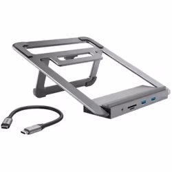 Hama 00200106, Avec fil, USB 3.2 Gen 1 (3.1 Gen 1) Type-C, 100 W, 3,5 mm, 10,100,1000 Mbit/s, Anthracite, Gris