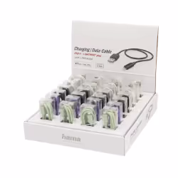 Hama 00187244, 0,75 m, Lightning, USB A, Mâle, Mâle, Noir, Vert, Violet, Blanc