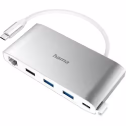 Hama 00200111, USB 3.2 Gen 1 (3.1 Gen 1) Type-C, Argent, Blanc, HDMI, RJ-45, USB 3.2 Gen 1 (3.1 Gen 1) Type-A, USB 3.2 Gen 1 ...