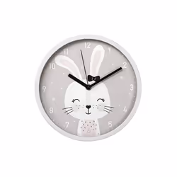 Hama Lovely Bunny, Horloge murale à quartz, Cercle, Gris, Blanc, Plastique, AA, 250 mm
