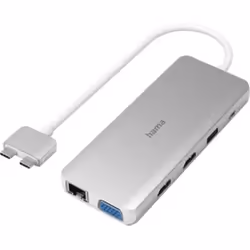 Hama 00200133, USB 3.2 Gen 1 (3.1 Gen 1) Type-C, 10,100,1000 Mbit/s, Argent, Blanc, MicroSD (TransFlash), MicroSDHC, MicroSDX ...