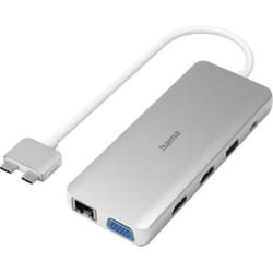 Hama 00200133 station d'accueil USB 3.2 Gen 1 (3.1 Gen 1) Type-C Argent, Blanc