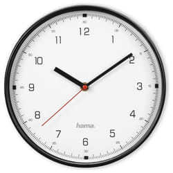 Hama Linea Horloge murale à quartz Rond Noir, Blanc