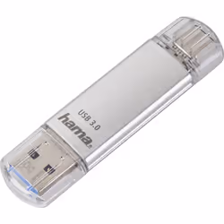 Hama C-Laeta, 64 Go, USB Type-A / USB Type-C, 3.2 Gen 1 (3.1 Gen 1), 40 Mo/s, Casquette, Argent