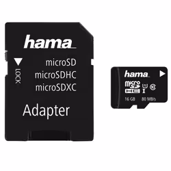 Hama 00213113, 16 Go, MicroSDHC, Classe 10, UHS-I, 80 Mo/s, Class 1 (U1)