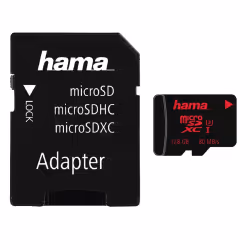 Hama 00213116, 128 Go, MicroSDXC, Classe 3, UHS, 80 Mo/s, 30 Mo/s