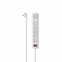 Hama 00223057, 6 sortie(s) CA, 1,5 m, Avec fil, Blanc
