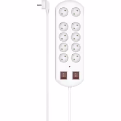 Hama 00223163, 2 m, Intérieure, Type F, Courbe, Blanc, 10 sortie(s) CA