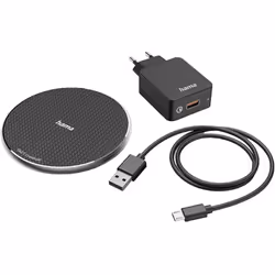 Hama QI-FC10, Intérieure, Secteur, USB, Recharge sans fil, 1 m, Noir