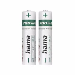 Hama 00223525, Batterie rechargeable, AAA, Hybrides nickel-métal (NiMH), 1,2 V, 2 pièce(s), 700 mAh