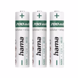 Hama 00223526, Batterie rechargeable, AAA, Hybrides nickel-métal (NiMH), 1,2 V, 3 pièce(s), 700 mAh