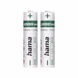 Hama 00223523, Batterie rechargeable, AAA, Hybrides nickel-métal (NiMH), 1,2 V, 2 pièce(s), 1000 mAh