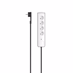 Multiprise 4 prises prot. contre surtens. connect. plat 15 m nr/blc