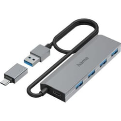Hama 00200138 hub & concentrateur USB 3.2 Gen 1 (3.1 Gen 1) Type-A + Type-C 5000 Mbit/s Anthracite, Gris