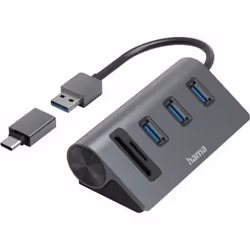Hama 00200140, USB 3.2 Gen 1 (3.1 Gen 1) Type-A, Anthracite, Noir, MicroSD (TransFlash), MicroSDHC, MicroSDXC, SD, SDHC, SDXC ...