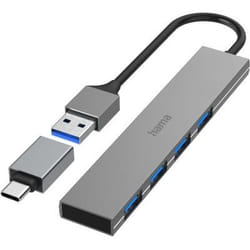 Hama 00200141 hub & concentrateur USB 3.2 Gen 1 (3.1 Gen 1) Type-A 5000 Mbit/s Gris