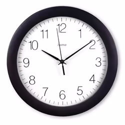 Hama Teneriffa, Mur, Horloge analogique, Rond, Noir, Blanc, Plastique, Verre