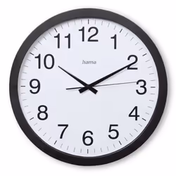 Hama Aruba, Mur, Horloge à quartz, Cercle, Noir, Blanc, Plastique, Verre