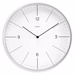 Hama Sardinia, Mur, Horloge à quartz, Cercle, Gris, Blanc, Plastique, Verre
